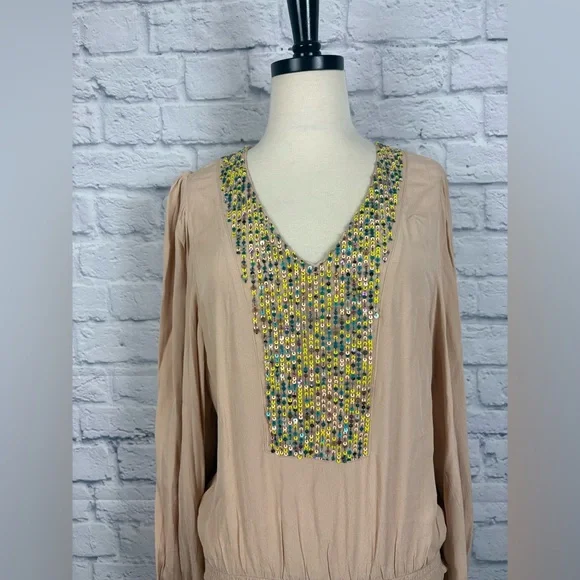 NWT Anthropologie Kristie Sequined Peasant Blouse size S - Picture 5 of 9